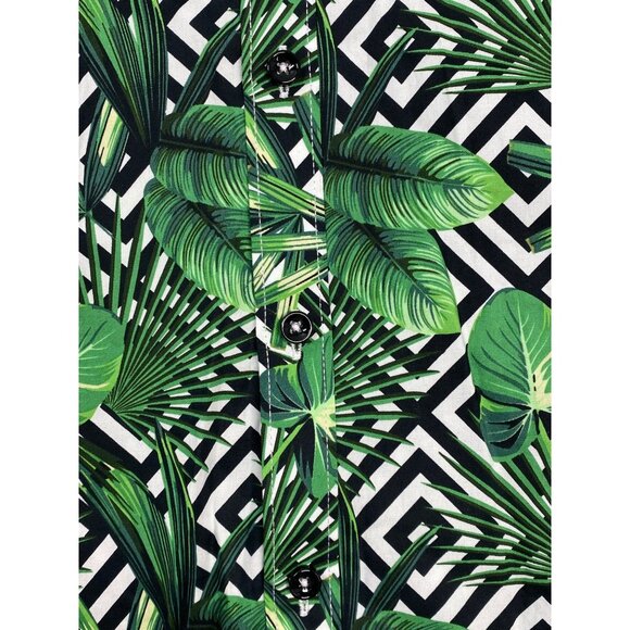 Paisley & Gray Mens Size 16 Slim Fit Green Tropical Sport Shirt Spread Collar - Picture 2 of 7